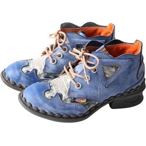 Stylish Blue Ankle Boots with Cutout Design